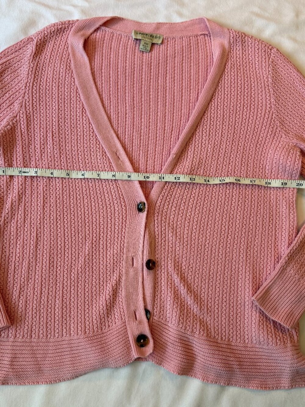 Appleseed's Petites Cable Knit V-Neck Cardigan Dusty Pink Size PM